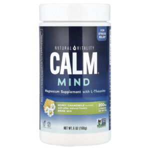 Natural Vitality CALM® Mind Suplemento de Magnésio com Mistura para Bebida de L-Theanine Mel e Camomila 168 g (6 oz)
