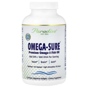 Paradise Herbs Omega-Sure® Óleo de Peixe Ômega-3 Premium 120 Cápsulas Softgel Pesco Vegetarianas