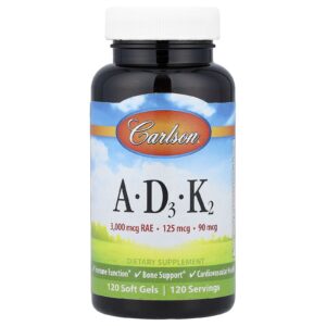 Carlson Vitaminas A D3 e K2 120 Cápsulas Softgel