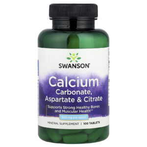 Swanson Carbonato de Cálcio Aspartato e Citrato 500 mg 100 Comprimidos