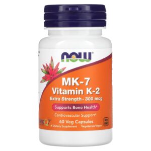 NOW Foods MK-7 Vitamina K-2 300 mcg 60 Cápsulas Vegetais