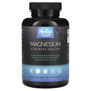 Nested Naturals Magnésio Glicinato Quelato 120 Cápsulas Veganas (100 mg por Cápsula)