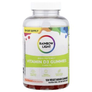 Rainbow Light Gomas de Vitamina D3 Alta Potência Sabor Pêssego 2.000 UI 120 Gomas Vegetarianas