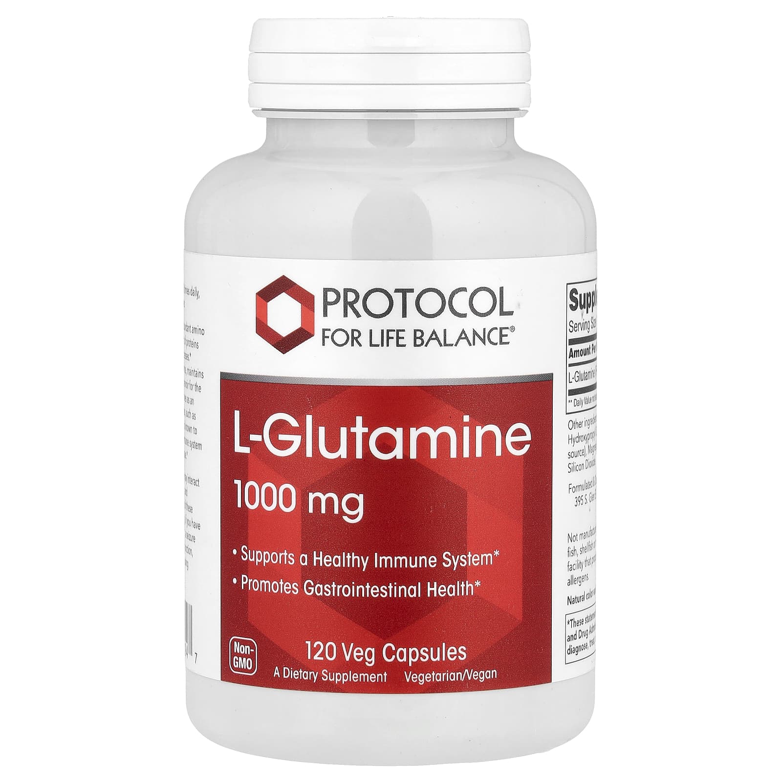 Protocol for Life Balance L-Glutamina 1.000 mg 120 Cápsulas Vegetais