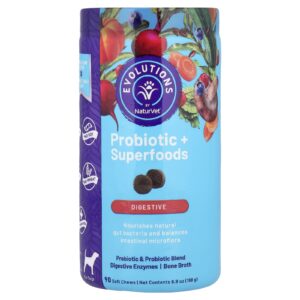 NaturVet Probióticos + Superalimentos Digestivo Para Cães 90 Cápsulas Mastigáveis 198 g (69 oz)
