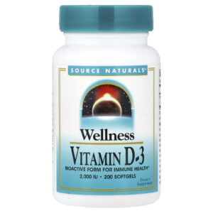 Source Naturals Bem-estar Vitamina D-3 50 mcg (2.000 UI) 200 Cápsulas Softgel