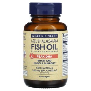 Wileys Finest Óleo de Peixe Selvagem do Alasca Pico de DHA 60 Cápsulas Softgel