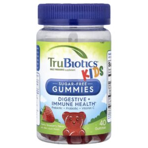 TruBiotics Infantil Gomas para a Saúde Digestiva e Imunológica Sem Açúcar Sabor Delicioso de Morango 40 Gomas
