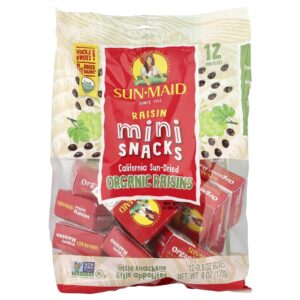 Sun-Maid Minilanches de Passas Orgânicas Secos ao Sol da Califórnia 12 Caixas 05 oz Cada