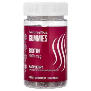 NaturesPlus Gomas de Biotina Framboesa 5.000 mcg 60 Gomas