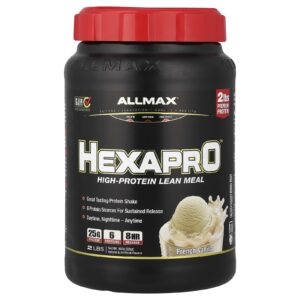 ALLMAX Hexapro™ Refeição Magra com Alto Teor de Proteína Baunilha Francesa 907 g (2 lbs)