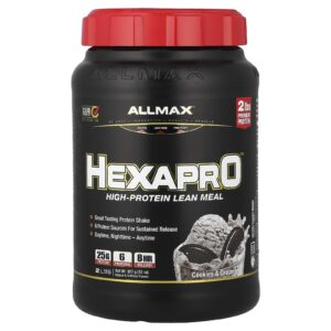 ALLMAX Hexapro™ Refeição Magra com Alto Teor de Proteína Cookies e Creme 907 g (2 lbs)