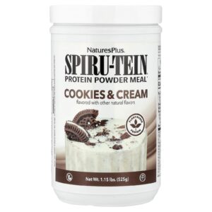 NaturesPlus Spiru-Tein® Refeição de Proteína em Pó Biscoitos e Creme 525 g (115 lb)