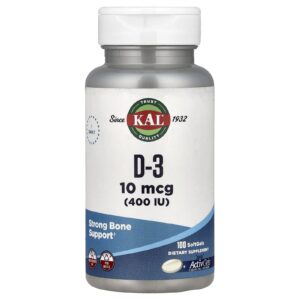 KAL D-3 10 mcg (400 UI) 100 Cápsulas Softgel