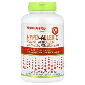 NutriBiotic Imunidade Hypo-Aller C Vitamina C com Cálcio Magnésio Potássio e Zinco 227 g (8 oz)