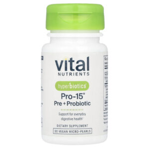 Vital Nutrients Hyperbiotics® Pro-15® Pre + Probiótico 30 Micropérolas Veganas