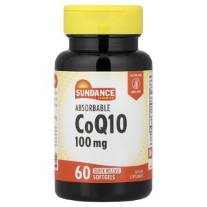 Sundance Vitamins CoQ10 Absorvível 100 mg 60 Cápsulas Softgel de Liberação Rápida