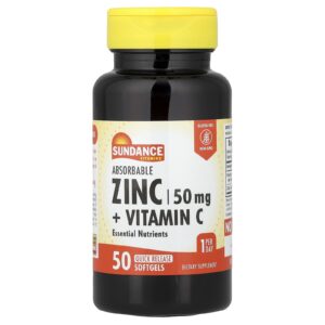 Sundance Vitamins Zinco + Vitamina C Absorvível 50 Cápsulas Softgel de Liberação Rápida