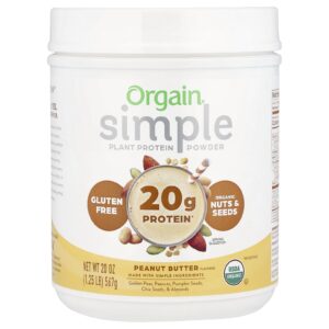 Orgain Simple Proteína Vegetal em Pó Manteiga de Amendoim 567 g (20 oz)
