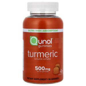 Qunol Gomas de Cúrcuma Laranja Cremosa 90 Gomas (250 mg por Goma)