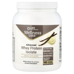 Life Extension Wellness Code® Isolado de Whey Protein Avançado Baunilha 454 g (1 lb)