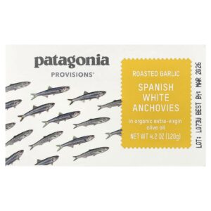 Patagonia Provisions Anchovas Brancas de Alho Assado em Óleo de Oliva Extravirgem Orgânico 120 g (42 oz)
