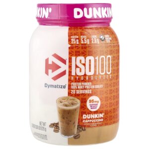 Dymatize ISO100 Hidrolisado 100% Isolado de Proteína Whey Dunkin Cappuccino 610 g (13 lb)
