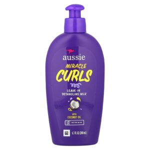 Aussie Miracle Curls Leite Desembaraçante Leave-In com Óleo de Coco Para Tipos 3A-4A 200 ml (67 fl oz)