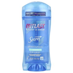 Secret Outlast® Suor e Odor Desodorante Antitranspirante Gel Transparente Sem Fragrância 73 g (26 oz)