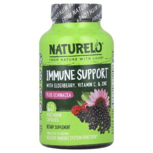 NATURELO Suporte Imunológico com Sabugueiro Vitamina C e Zinco mais Echinacea 60 Cápsulas Vegetarianas