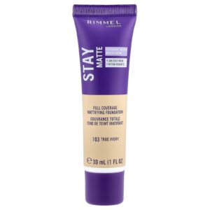 Rimmel London Stay Matte Base Matificante para Cobertura Total 103 True Ivory 30 ml (1 fl oz)