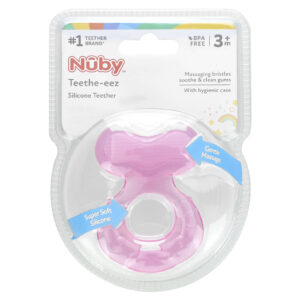 Nuby Teethe-eez Mordedor de Silicone a Partir de 3 Meses Rosa Conjunto de 2 Unidades