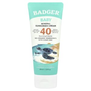 Badger Protetor Solar Mineral para Bebês FPS 40 Camomila e Calêndula 87 ml (29 fl oz)