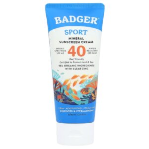 Badger Esportivo Creme Protetor Solar Mineral FPS 40 Sem Perfume 87 ml (29 fl oz)
