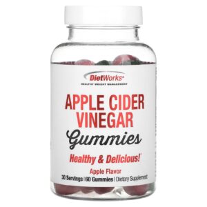 DietWorks Gomas de Vinagre de Maçã Sabor Maçã 60 Gomas