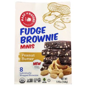 Made in Nature Minis de Brownie Fudge Manteiga de Amendoim 8 Brownies Embalados Individualmente 168 g (592 oz)
