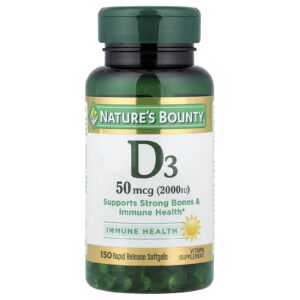 Natures Bounty D3 50 mcg (2.000 UI) 150 Cápsulas Softgel de Liberação Rápida