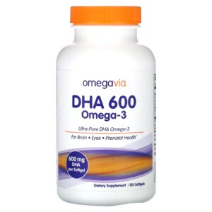 OmegaVia DHA 600 Ômega-3 120 Cápsulas Softgel