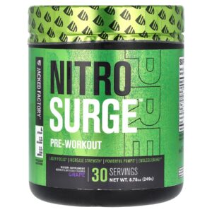 Jacked Factory Nitro Surge Pré-treino Uva 249 g (878 oz)