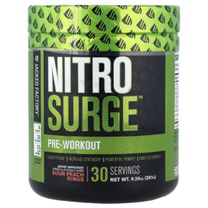 Jacked Factory Nitro Surge™ Pré-Treino Anéis de Pêssego Amargo 261 g (92 oz)