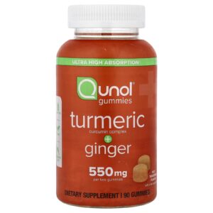 Qunol Cúrcuma + Gengibre Tangerina Nutritiva 90 Gomas (275 mg por Goma)