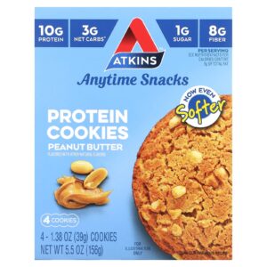 Atkins Lanches a Qualquer Momento Biscoitos de Proteína Manteiga de Amendoim 4 Biscoitos 39 g (138 oz) Cada