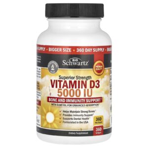 BioSchwartz Potência Superior Vitamina D3 5.000 UI 360 Cápsulas Softgel
