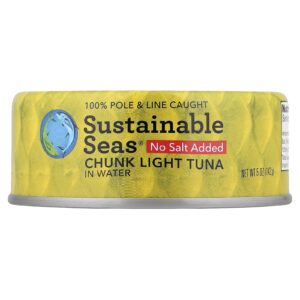 Sustainable Seas Pedaços de atum leve em água sem adição de sal 142 g (5 oz)