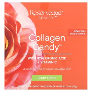 Reserveage Beauty Doce de Colágeno Maçã Azeda 20 Pacotes 035 g (01 oz) Cada