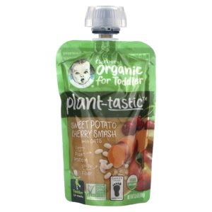 Gerber Orgânico para Crianças Pequenas Planta-tastic mais de 12 meses Batata-doce e Cereja Smash com Aveia 99 g (35 oz)
