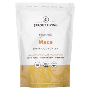 Sprout Living Maca Orgânica Superalimento em Pó 450 g (1 lb)