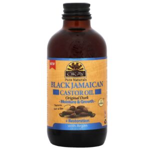Okay Pure Naturals Óleo de Rícino Preto Jamaicano com Argão Escuro Original 118 ml (4 fl oz)