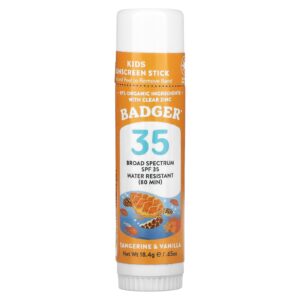 Badger Kids Protetor Solar em Bastão FPS 35 Tangerina e Baunilha 184 g (065 oz)