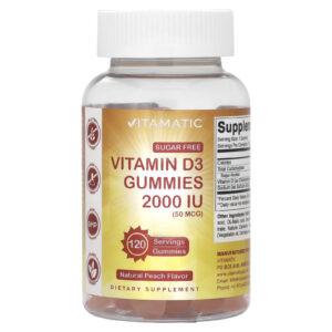 Vitamatic Gomas de Vitamina D3 Sabor Natural de Pêssego 2.000 UI (50 mcg) 120 Gomas